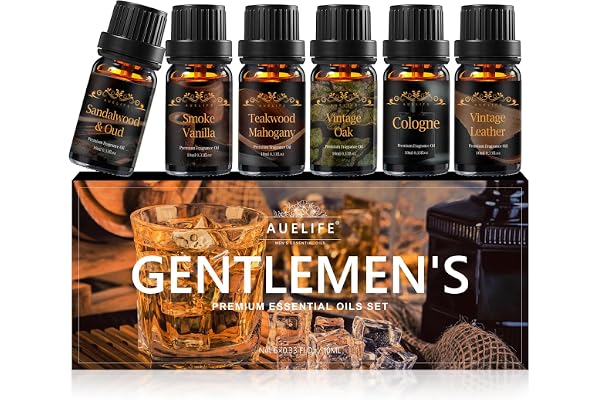 Men Essential Oils Set for Diffuser for Home, 6x10ml Masculine Fragrance Oils for Candle Making, Scented Oil Gift Set for Men