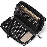 GOIACII Womens Wallet RFID Blocking Leather Zip Around Wallet Large Capacity Long Purse Credit Card Clutch Wristlet | RFID Blocking, Zip Around, Large Capacity, Long, Credit Card, Clutch