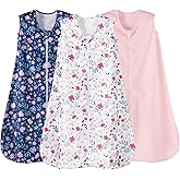 david's kids 3 Pack Warm Micro Fleece Baby Sleep Sack 18-24 Months, Soft Baby Wearable Blankets with 2-Way Zipper, Comfy Winter Sleeping Bags for Toddler Girls Neutral, X-Large Size, Floral