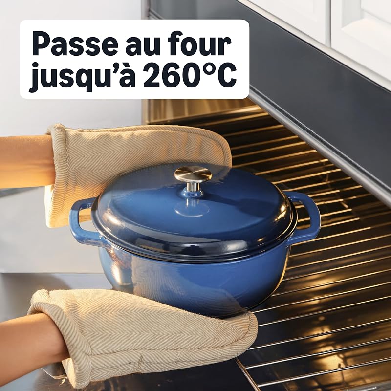 Cocotte Ronde en Fonte Emaillee avec Couvercle, 5,7 L, Bleu Marine