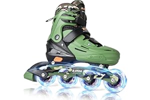 2PM SPORTS Inline Skates for Kids Boys Girls Ages 5-8 8-12 3-5 4-8 6-12 with Light Up Wheels, Adjustable Children's Roller Skates Blades for Toddler Beginner Youth Indoor Outdoor