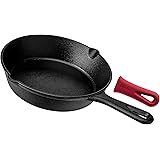 Pre Seasoned Cast Iron Skillet (8-Inch) with Handle Cover - Oven Safe Cookware - Indoor and Outdoor Use - Grill, Stovetop, In