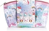 BRUBAKER Unicorn Bath Set Cherry Blossom Scented Gift Cosmetic Bag 4 pcs view 2