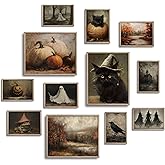 TwoDays Vintage Halloween Room Decor, Horror Spooky Painting Gallery Wall Art, Fall Aesthetic Boo Posters, Witch Ghosts Black Cat Pumpkin Prints (Multi Sizes, 8