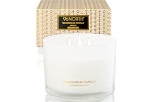 96NORTH Luxury Vanilla Soy Candles | Large 3 Wick Jar Candle | Up to 50 Hours Burning Time | 100% Natural Soy Wax | Relaxing Aromatherapy Aesthetic Candle | Housewarming Gift for Men and Women