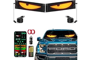 CRILEAL Devil's Eye 2-Pack: 19.3"x4.3" Dual LED Eyes – Perfect Sync Windshield Display for Cars, SUVs & Trucks | Programmable USB Matrix, App/Remote Control, Custom Car Sign