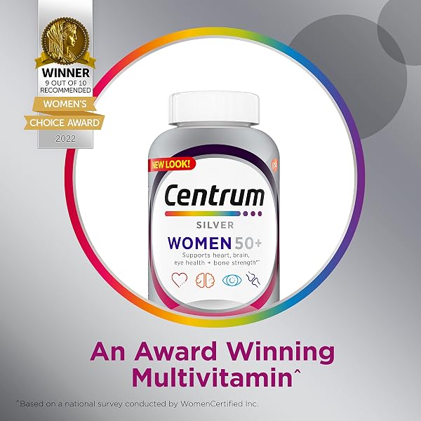 CENTRUM SILVER WOMEN’S MULTIVITAMIN FOR WOMEN 50 PLUS, MULTIVITAMIN/MULTIMINERAL SUPPLEMENT WITH VITAMIN D3, B VITAMINS, NON-GMO INGREDIENTS, SUPPORTS MEMORY AND COGNITION IN OLDER ADULTS – 65 CT