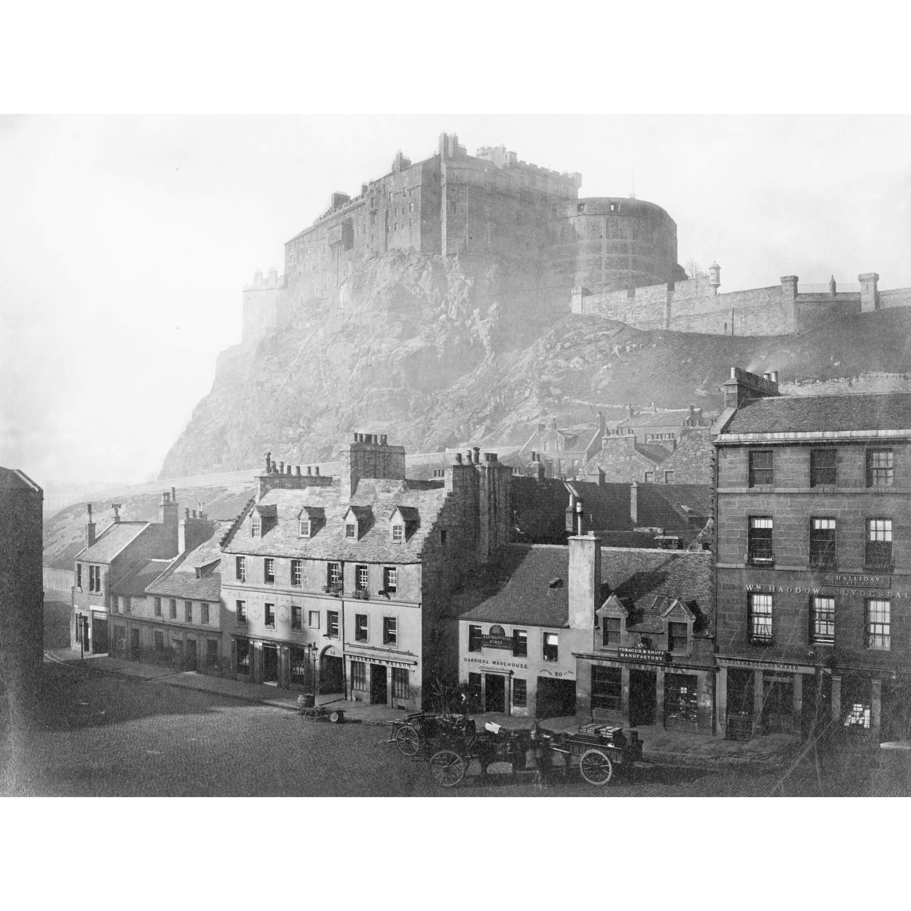 Artery8 Edinburgh Castle Scotland Grassmarket 1860 Photo Premium Wall Art Canvas Print 18X24 Inch