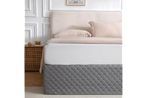 Houieso King Size Gray Bed Skirt with 14-Inch Drop, Easy Fit Wrap-Around Cover for Bed, Wrinkle-Free and Fade-Resistant Box Spring Cover. (Gray Seashells, King)