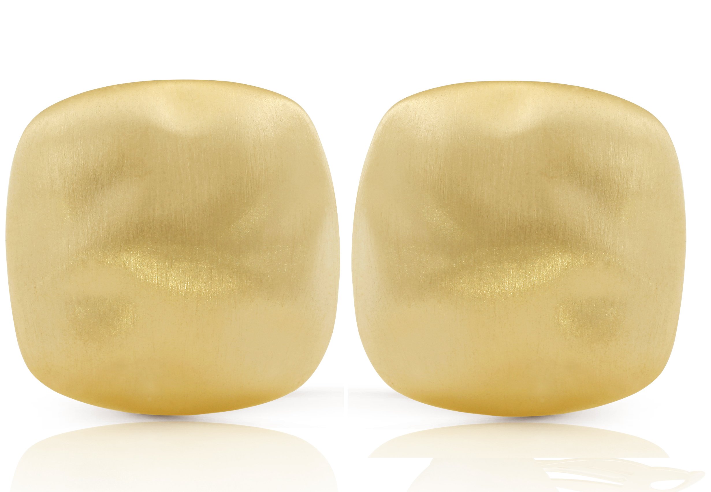 JanKuo Jewelry Gold Plated Large Square Matte Finish Clip On Earrings, Gold