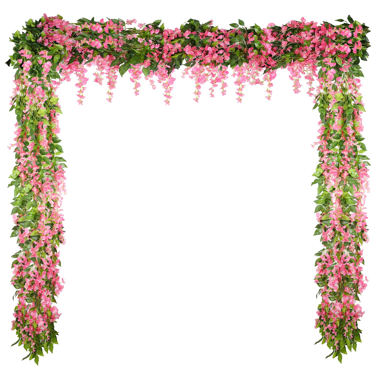 Syhood 4 Pieces 26 ft in Total Pink Wisteria Garland Hanging Flowers Artificial Vine Wedding Silk Wisteria Hanging Flower for Wedding Arch Home Garden Party Outdoor Decor