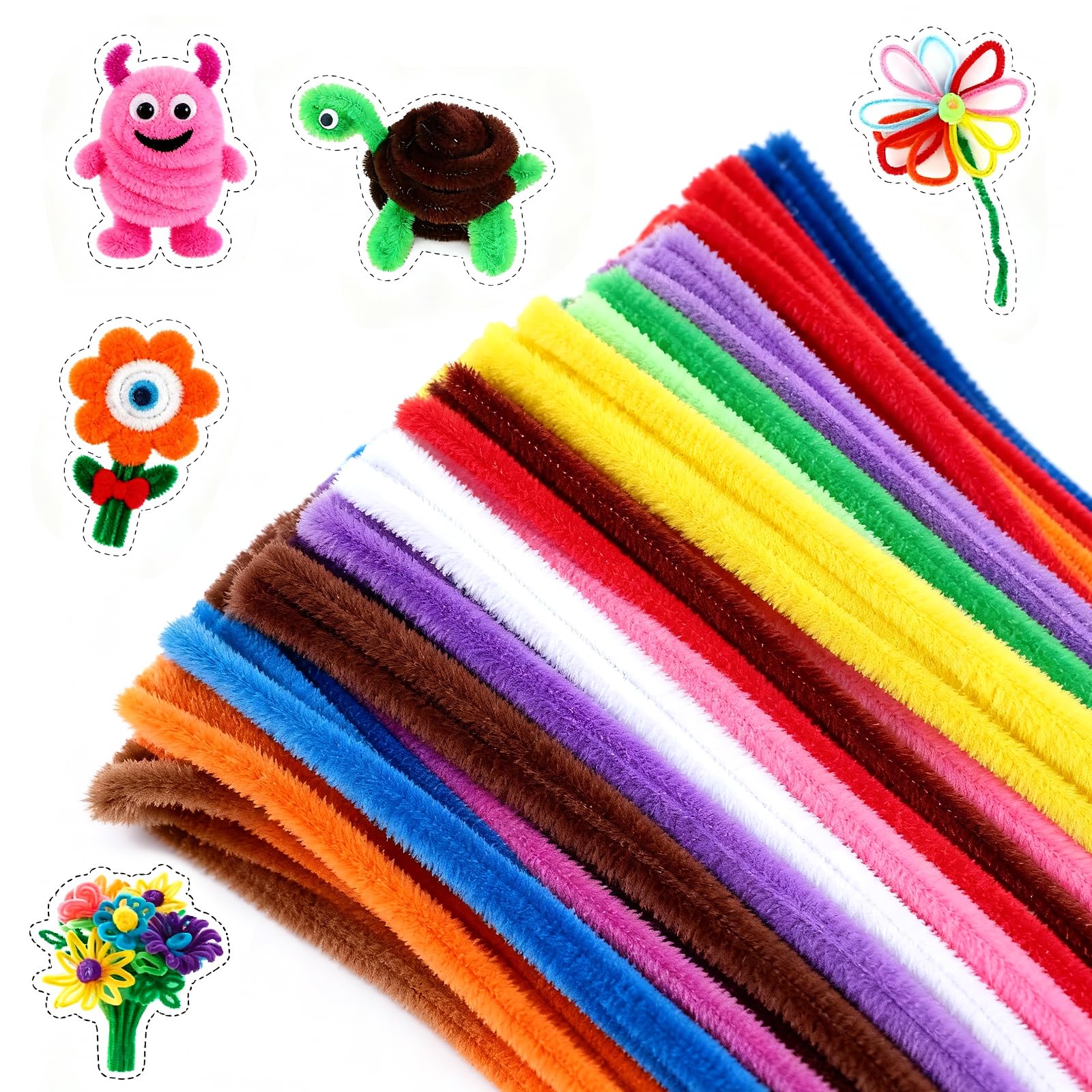 G2PLUS Multi-colored Pipe Cleaners - 200PCS Long Crafting Chenille Stems, 6mm, 30cm Assorted Colours for DIY, Arts & Crafts Projects