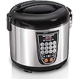 Hamilton Beach Digital Programmable Rice and Slow Cooker & Food Steamer, 20 Cups Cooked (10 Cups Uncooked), 14 Pre-Programmed Settings for Sear Sauté, Hot Cereal, Soup, Nonstick Pot, Stainless Steel