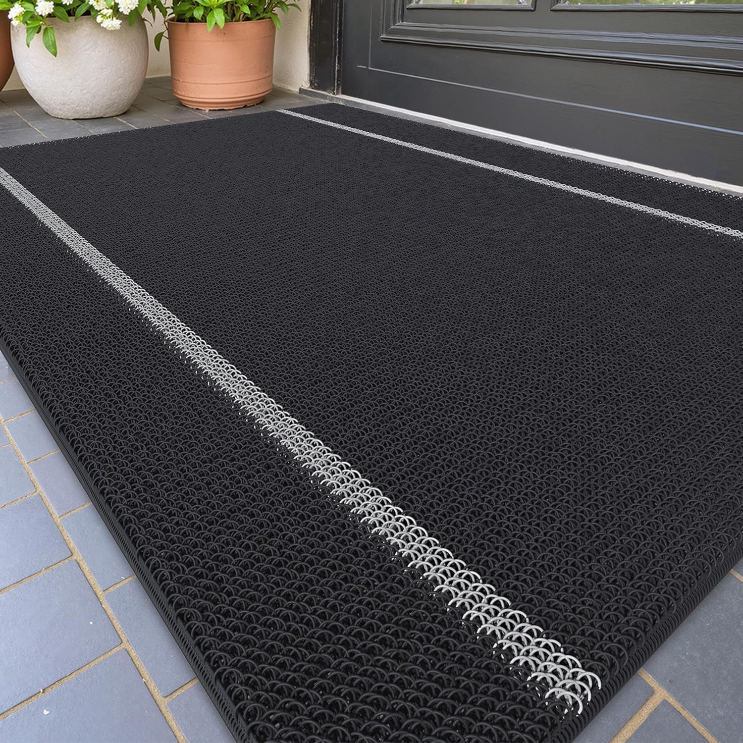 COLOR&GEOMETRY Door Mats Outdoor 60 x 120 cm, Heavy Duty Door Mat, Dirt Trapper Door Mat Non Slip, Waterproof, Washable Outdoor Door Mat, Doormats Outside for Front Door, Patio, Garden, Black