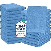 DAN RIVER 24 Pack Wash Cloths for Showering [12x12] - 100% Cotton Washcloths Premium Quality Flannel Face Cloths for Bathroom, Highly Absorbent and Soft Feel Wash Clothes, M Blue