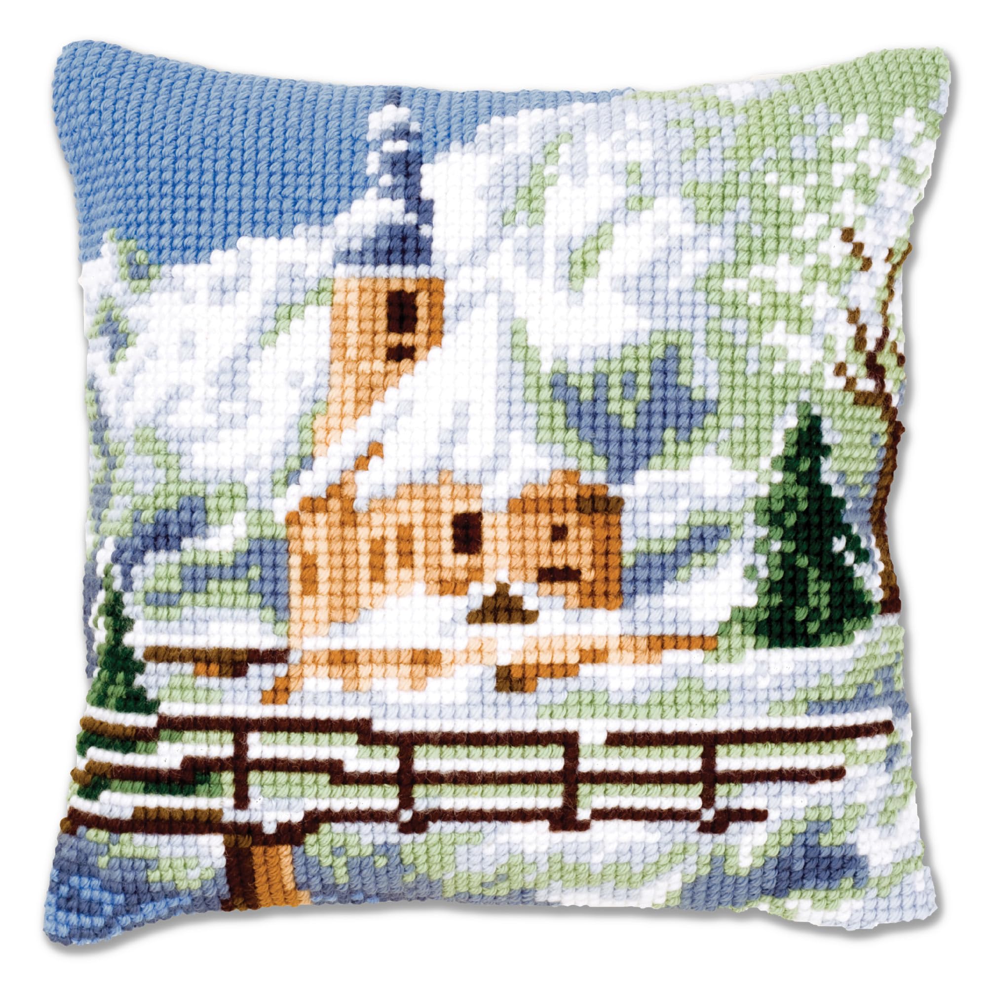 Vervaco Alpine Scene 2 Cross Stitch Cushion, Multi-Colour