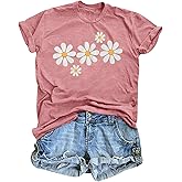 LUKYCILD Daisy Shirts for Women Graphic Tees for Women Short Sleeve Summer Shirt Tops Faith Shirts