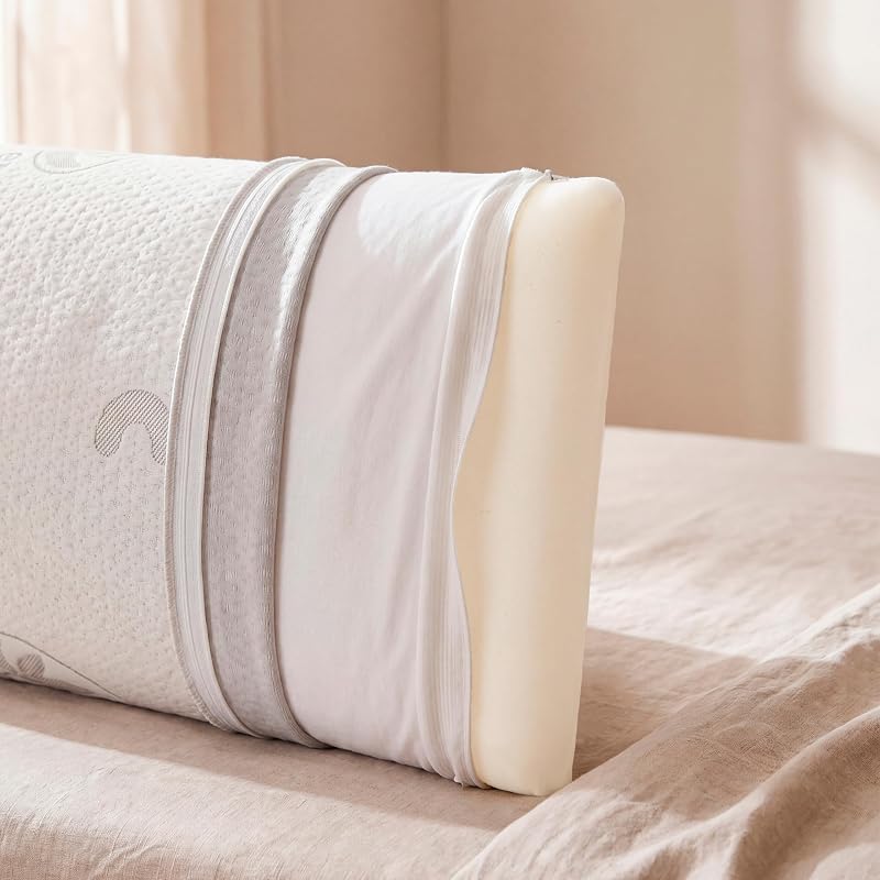 Oreiller viscoélastique en aloès Vera, Noyau Compact viscoélastique pour Le col et Le Cou, fermeté Moyenne-élevée, Double Fermeture éclair (135 cm).