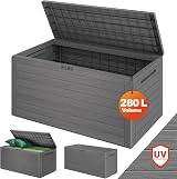 CASARIA 280L Waterproof Garden Storage Box Grey Plastic with Lid view 8