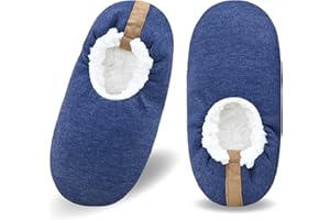 DICUIRD Mens Slipper Socks With Non Skid Bottoms, Warm Slipper Socks With Grippers For Men, Fuzzy House Fabric Slippers