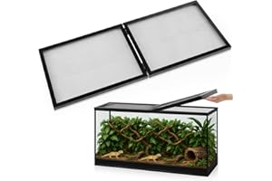 Landhoow 60 Gallon Screen Cover for Hinged Door Pet Reptile Terrarium Screen Cover Large Reptile Terrarium Fish Tank Lid with Center Hinge
