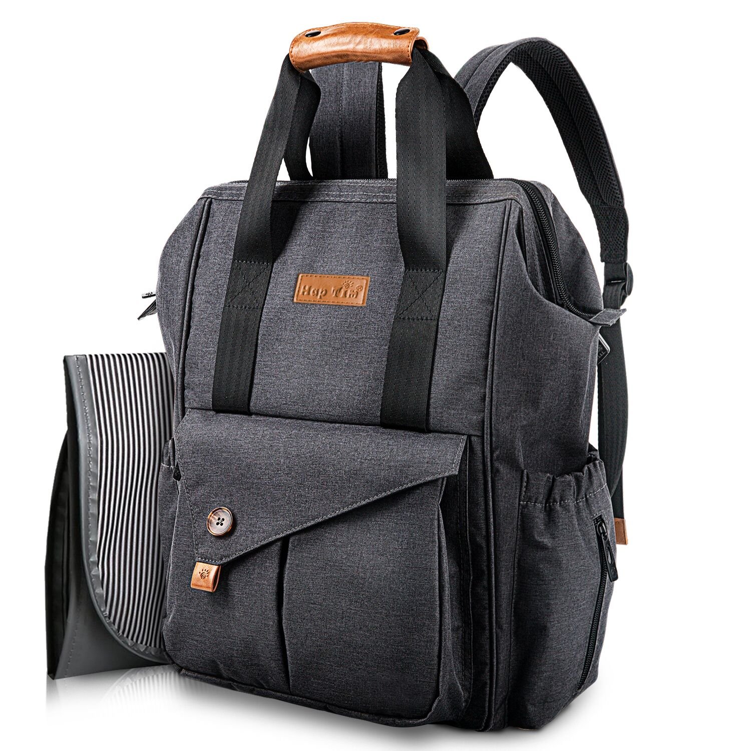 dark grey baby changing bag