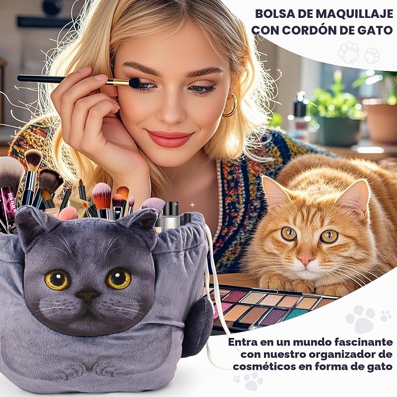 Design de Saco de Maquilhagem para Gatinhos, Organizador de Maquilhagem de Grande Capacidade, Maquilhagem de Viagem, Maquilhagem para Mulheres e Raparigas — foto 2 de 6