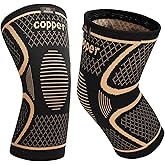 INDEEMAX Copper Knee Brace for Women Men 2 Pack, Knee Compression Sleeve for Knee Pain, Arthritis, Running,Sports and Recovery Support, M