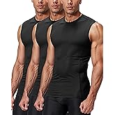 DRSKIN 4, 3, 2 Pack Men's Compression Shirts Sleeveless Tank Top Athletic Sports Workout Running Base Layer Active