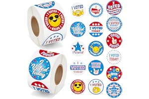 BeYumi I Voted Today Stickers - 1000Pcs I Voted Today Stickers in 2 Rolls Round Self Adhesive Labels Voting Decal for Kids Election Votes Campaigns Election Day School Classroom Events Voting Supplies