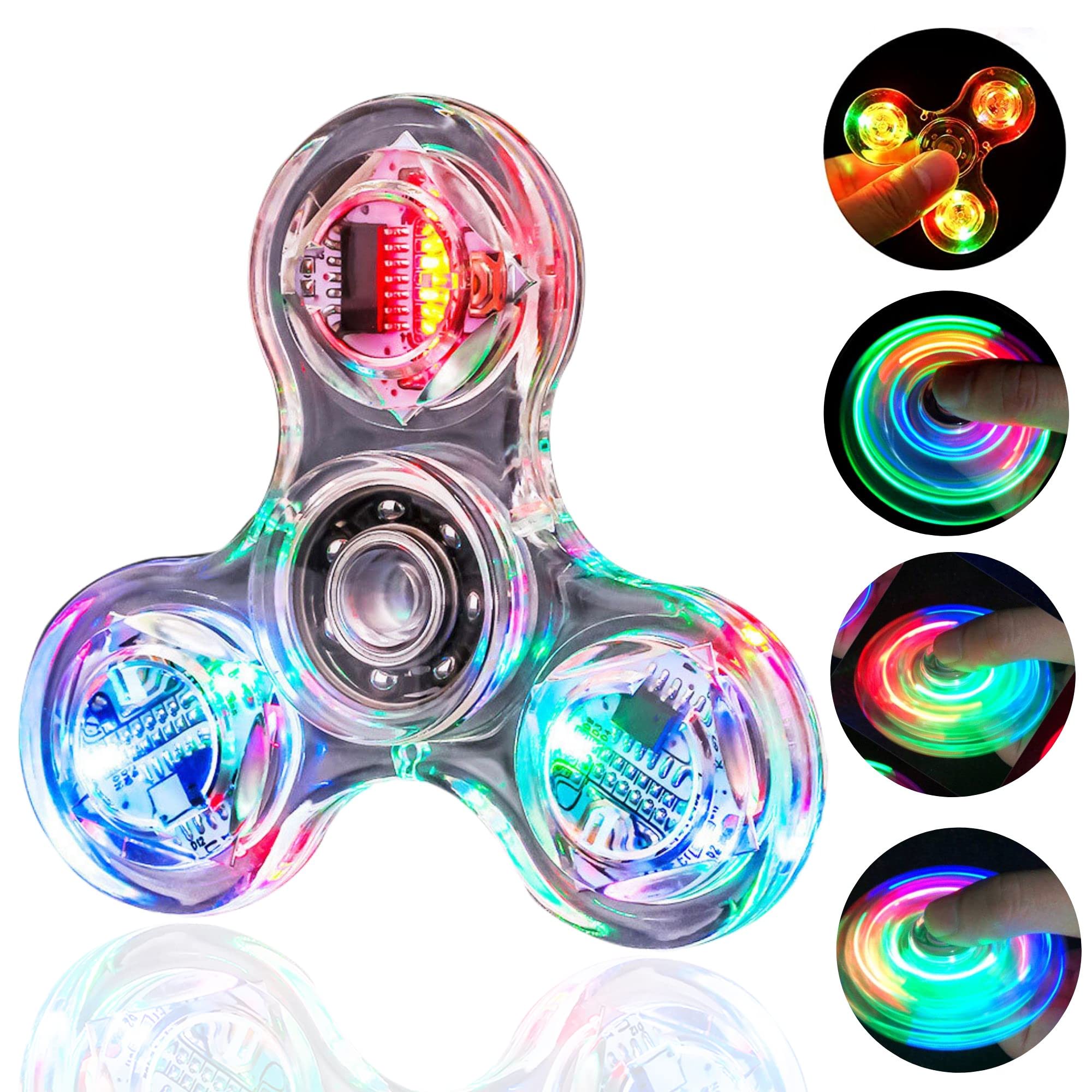Steemjoey Crystal Led Light Fidget Toy Stress Relief Anti-Anxiety Brain Development Gift for Children and Adults (Crystal-White)