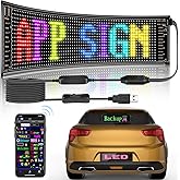 SAOJAY Scrolling LED Sign for Car, Flexible USB 5V LED Car Sign Bluetooth App Control Programmable Text/Animation for Cars/Taxis/Stores, Indoor/Outdoo (19''x5'')