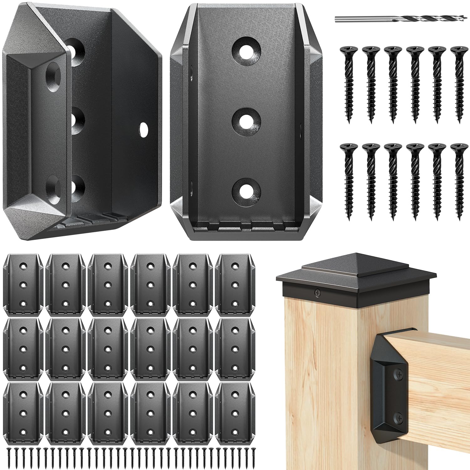 Photo 1 of Toscoco 20 Pcs ADC-12 Deck Railing Bracket Connectors for 2x4 (Actual 1.5"x3.5") Rail to Wood Post Connection, Ultra-Durable Aluminum Railing Connectors with 120 pcs Deck Screws