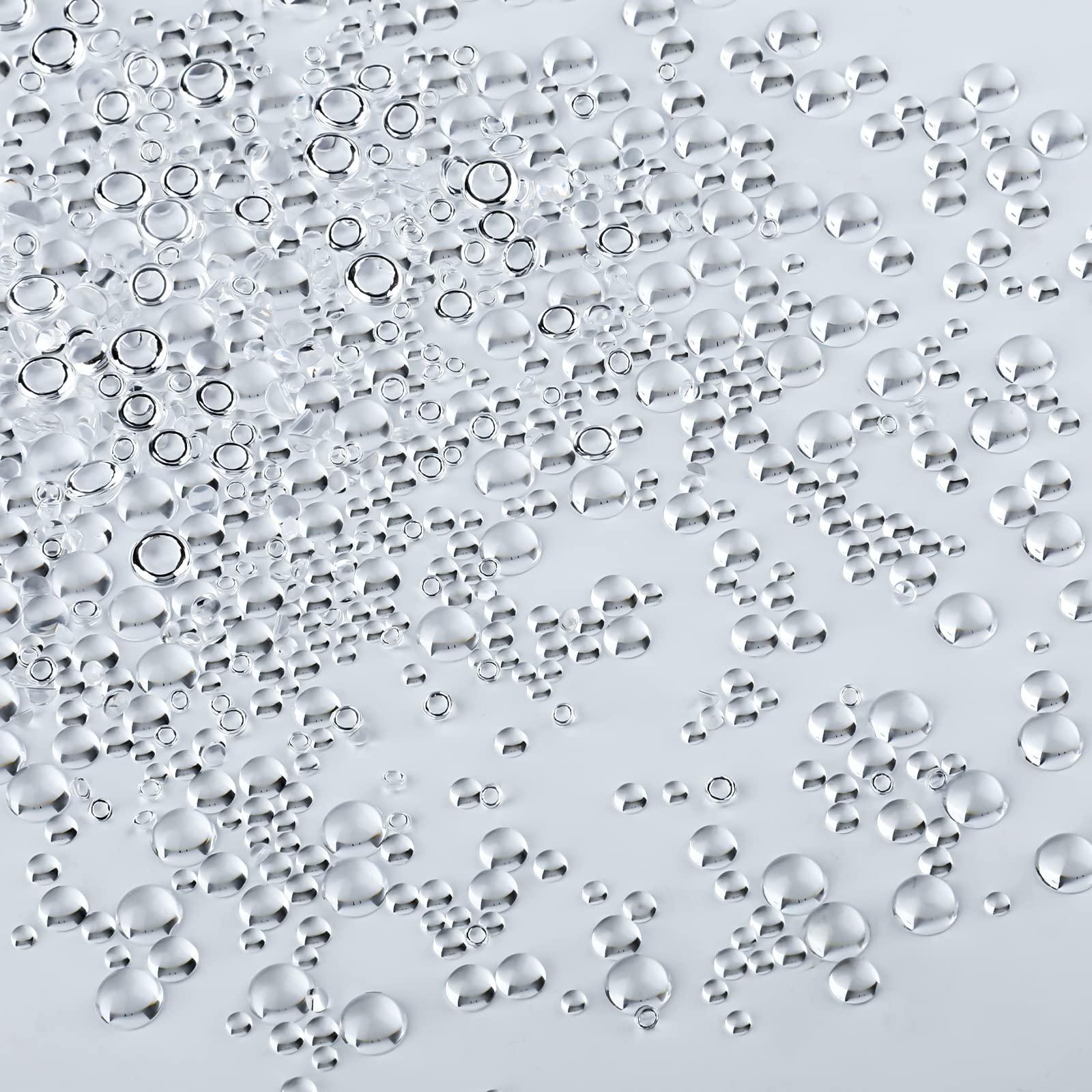 SAVITA 1050pcs Clear Water Droplets, Simulation Dew Drop Beads Clear Half Round Beads Scrapbooking Resin Embellishments for DIY Crafts Card Making Decor Accessories