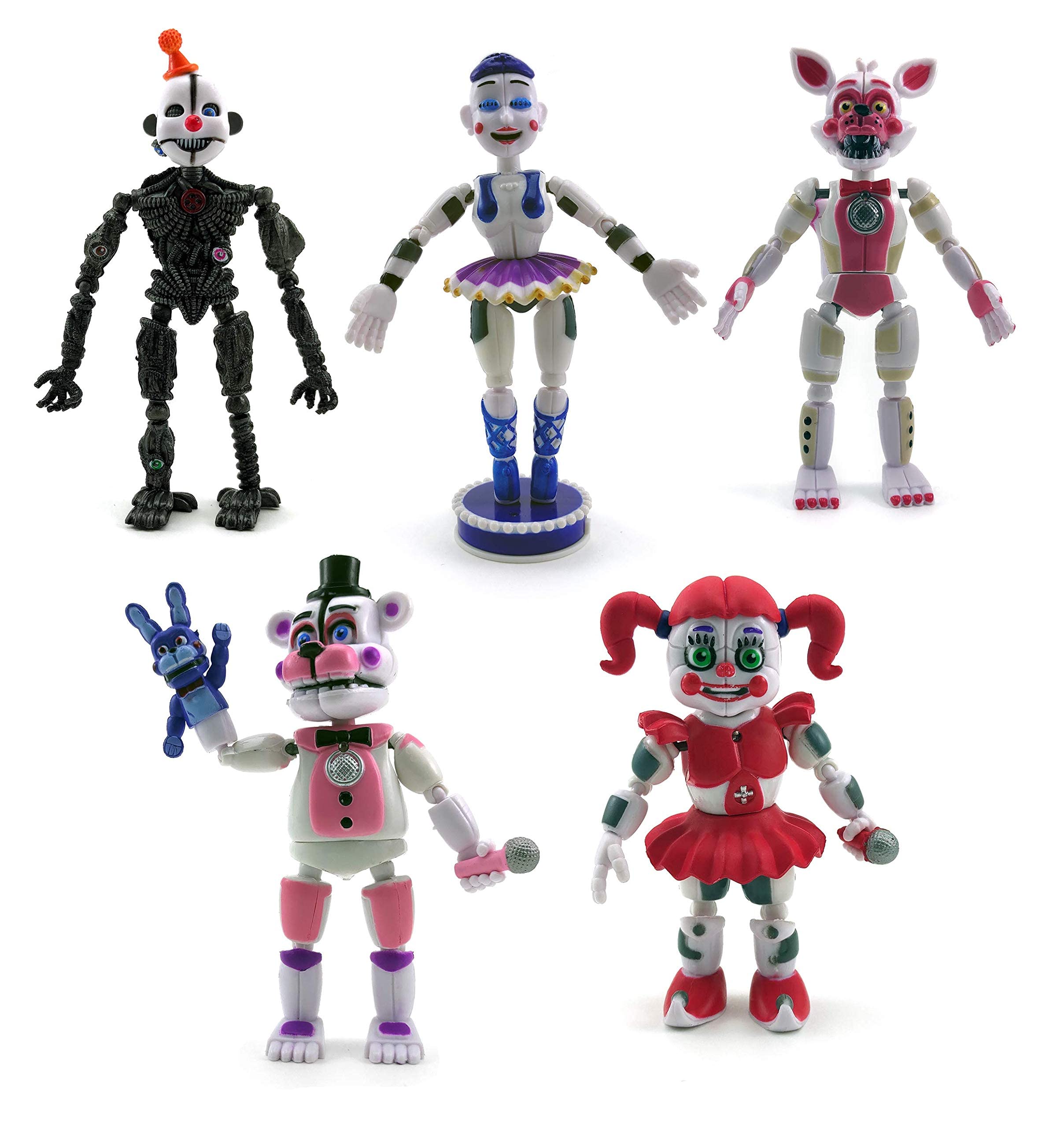 Toysvill Inspired by FNAF Sister Location Collection | Action Figures Toys (Set of 5 pcs), More Than 5 inches [Funtime Freddy Bear , Circus, Ennard, Ballora, Funtime Foxy], Fun Action Simulator