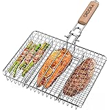 ORDORA Grill Basket, Fish Grill Basket, Rustproof Stainless Steel BBQ Grilling Basket for Meat,Steak, Shrimp, Vegetables, Cho
