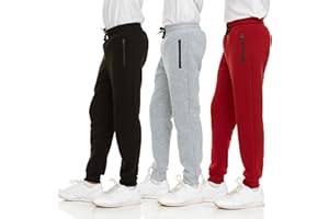 PURE CHAMP 3Pk Boys Sweatpants Fleece Athletic Workout Kids Clothes Boys Joggers with Zipper Pocket and Drawstring Size 4-20