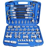 YFIXTOOL Automotive Air Conditioner Leak Test Kit Detector, Repair Tool Kit | 56PCS Air Conditioning Leak Detector； A/C Compressor Detection Repair Tool Kit