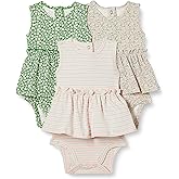Amazon Essentials Baby Girls' Sleeveless Bodysuit Dress, Pack of 3