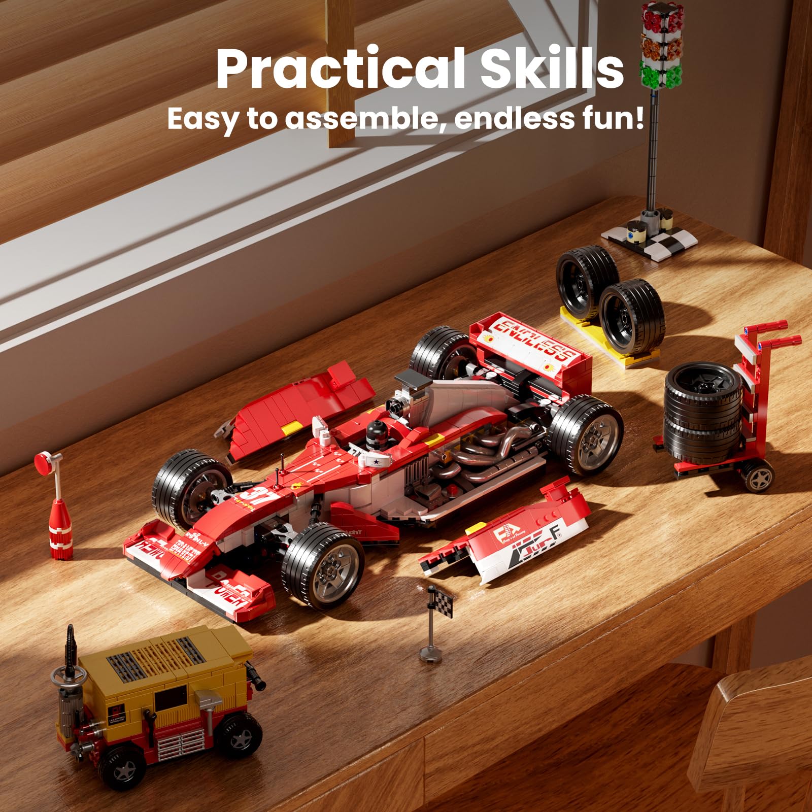 Mould King 10035 Formel 1 Rennwagen Klemmbausteine Super Sportwagen Bausteine Speed Champion Rennauto Modellauto Ausstellungsmodell Für Fans Erwachsene (1603 Teile) 4