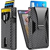 KISUEDZP Wallet for Men Slim RFID Blocking -Metal Smart Pop-Up Credit Card Holder with 2 ID Windows, Holds 8-10 Cards,Bifold Minimalist Front Pocket Wallet & Money Clip,Men's accessories(Carbon)