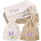XLIUAX 12 Pcs Lavender Sachet Bags, Empty Linen Gift Bags with Drawstring Lavender Canvas Pouch for Spice Jewellery DIY Craft Wedding Party