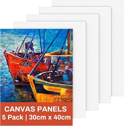 Koncci Canvas for Painting 30x40 cm 5 Pack Acid-Free Cotton Canvas Board