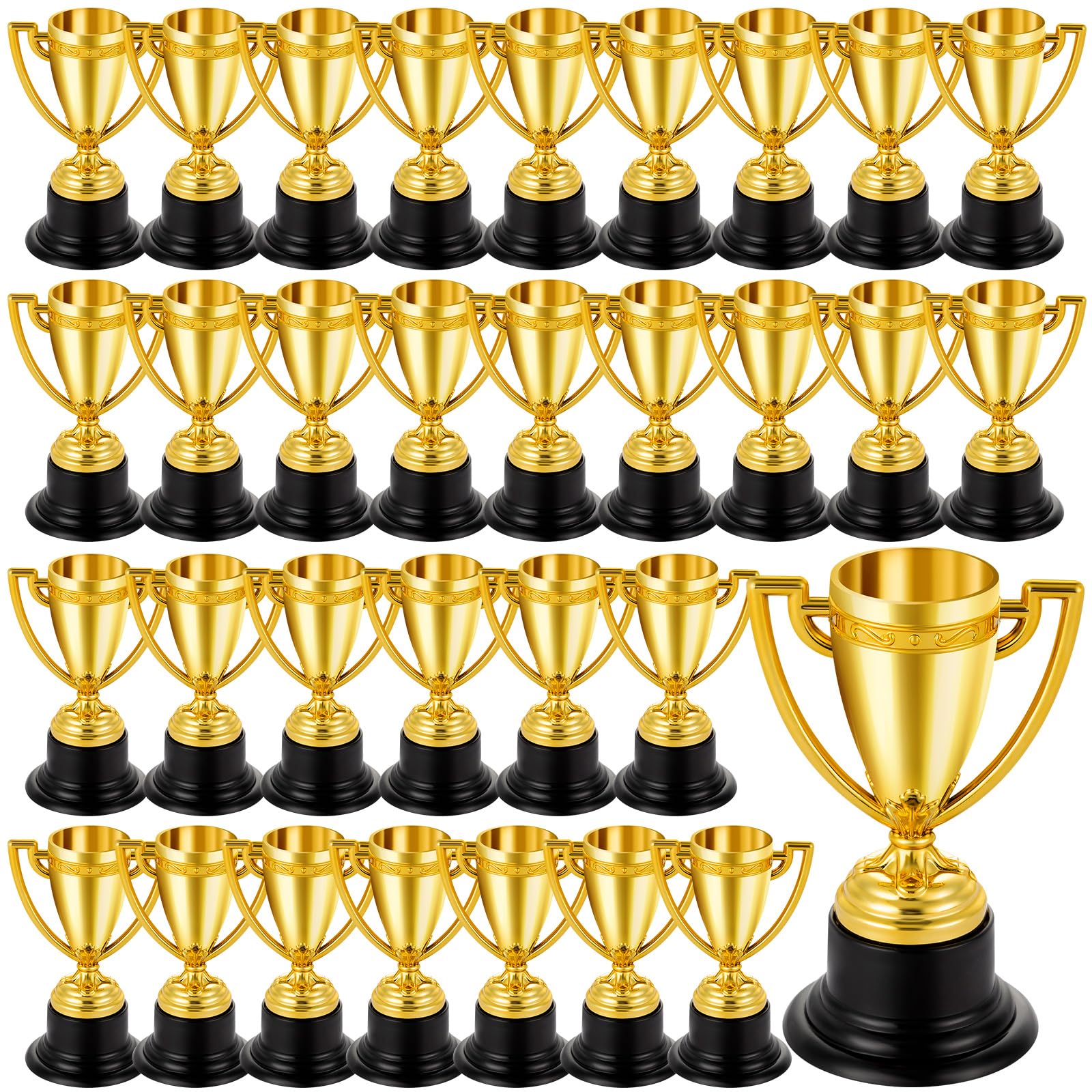 32Pcs Mini Trophies Bulk for Kids, Premium Lightweight Plastic Gold Small Trophy Cups, Perfect Golden Award Trophy Cups for Sports Tournament Winning Prizes, Classroom School Rewards and Party Favors