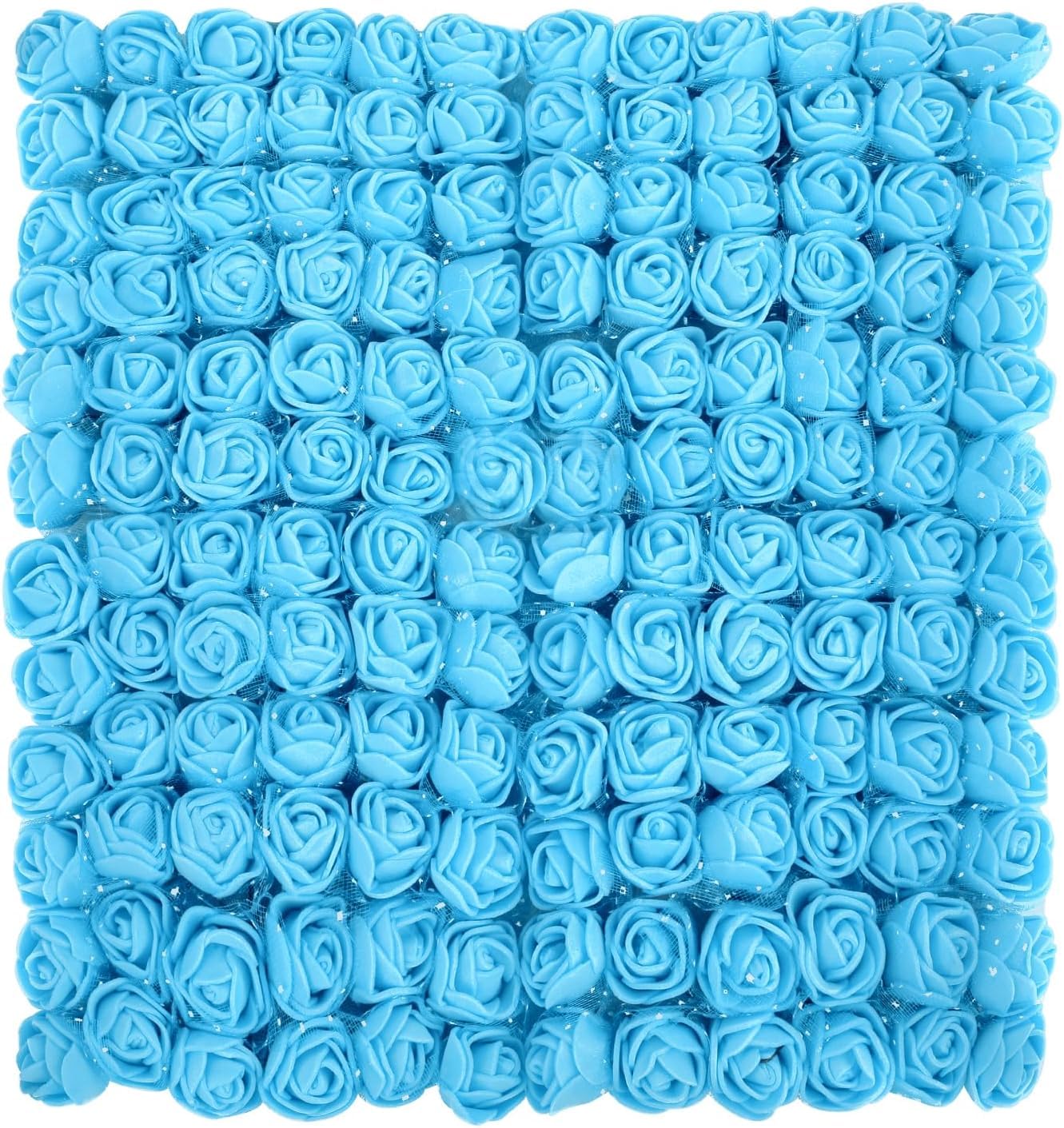 Taoyanmo 144Pcs Mini Roses Artificial Flower Realistic Flower for Accessories Bridal Hair Clips Headbands Dress Bridal Bouquets, Mini Foam Roses for Crafts, DIY Party Decoration (Light Bule) — image 1