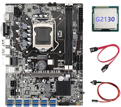 Nicfaky B75 Mining Motherboard LGA1155 12x PCIe USB 3.0 G2130 CPU DDR3 BTC