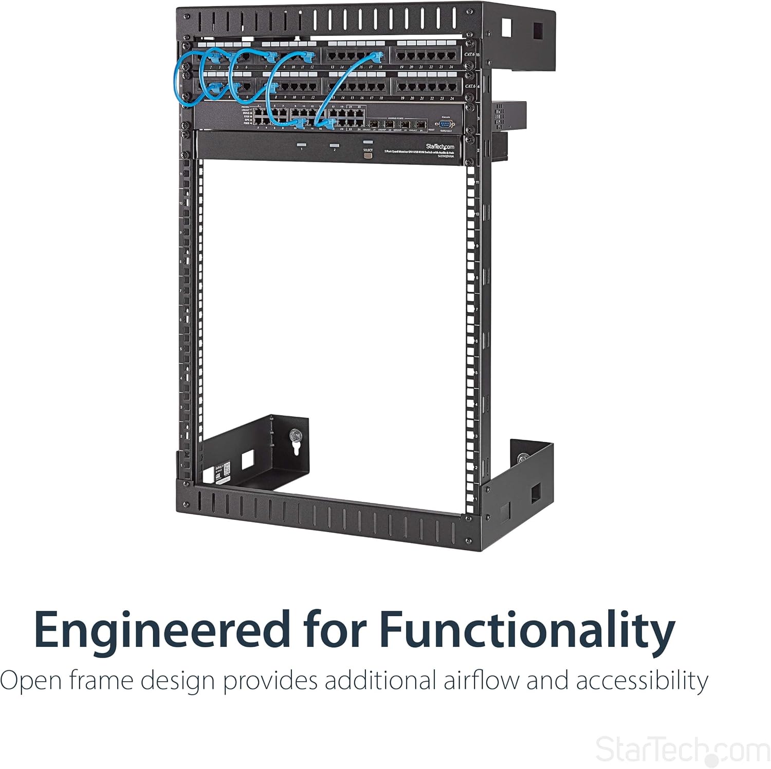 StarTech.com 2-Post 15U Heavy-Duty Wall-Mount Network Rack, 19" Open Frame Server Rack, 12" Deep - Image 4