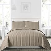 Petrichor Light Taupe Queen Size Quilt Bedding Sets with Pillowcases,Lightweight for All Seasons,Pre-Washed Brushed Microfiber Bedspread Coverlet,3-Piece,1Quilt(90" x96”) & 2 Pillowcases(20"x26")