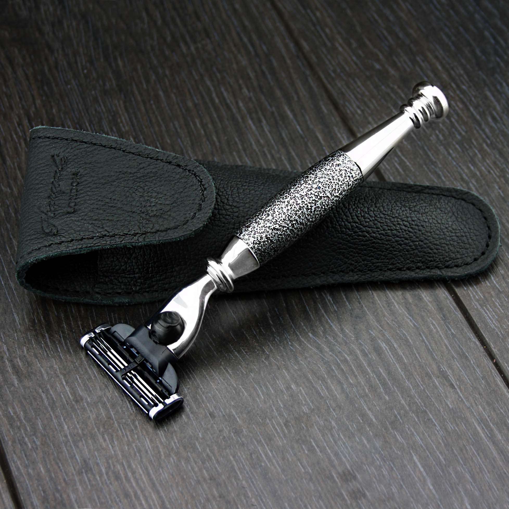 Haryali London 3 Edge Beard And Mustache Shaving Razor With Leather Pouch Perfect For Clean Shave