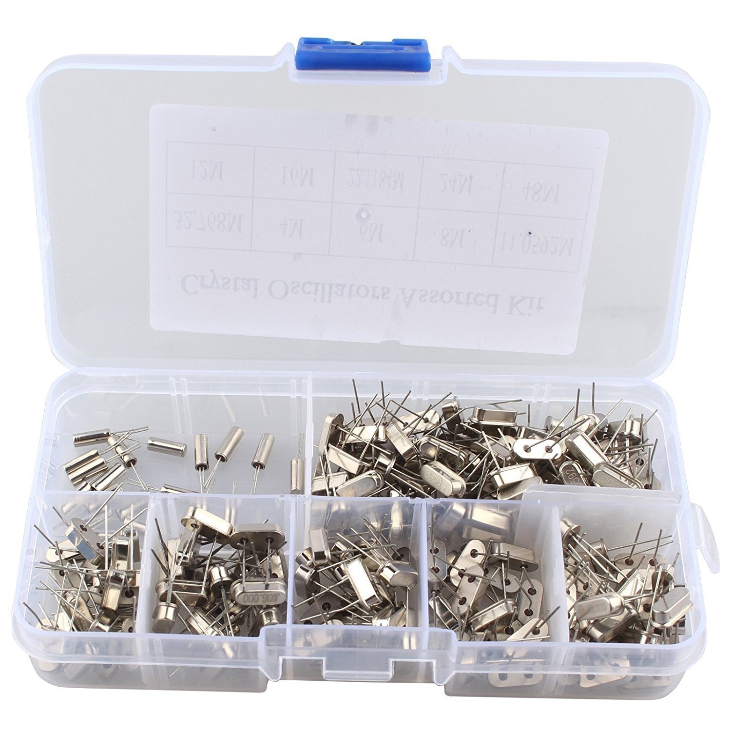 DollaTek 200PCS 10Value 32.768KHz ~ 48MHz DIY Quartz Crystal Oscillator Assorted Kit Set Assortment with Plastic Box